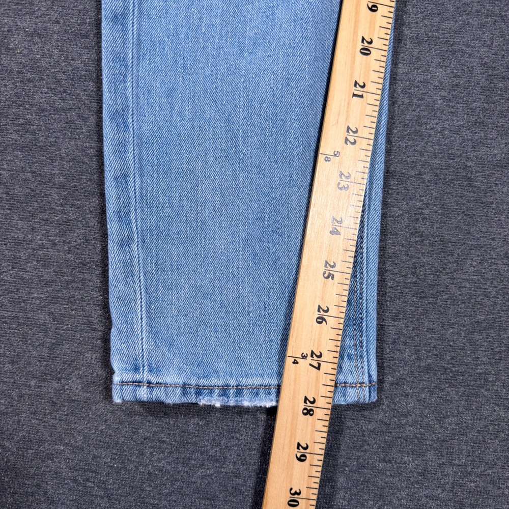 American Eagle Mom Jeans Women 2 Blue Distressed High Rise Light Wash Denim Boho - Picture 8 of 10